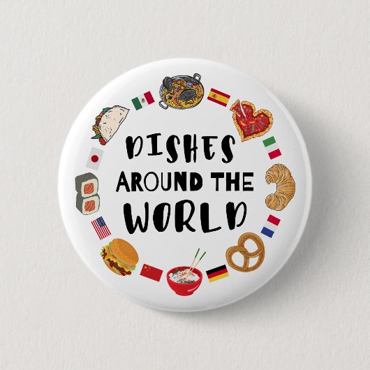 Gerechten over de hele wereld ronde button 5,7 cm (Voorkant)