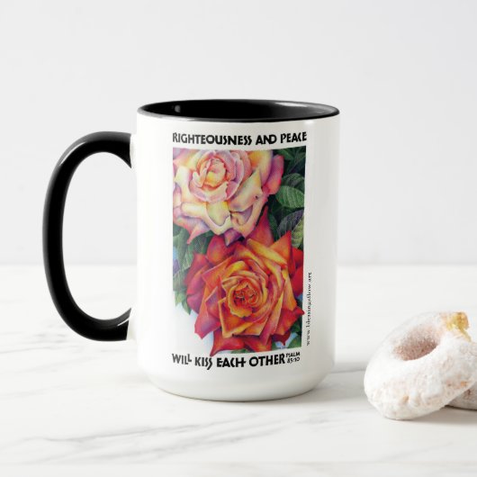 "Gerechtigheid en Vrede", Mok (Met donut)
