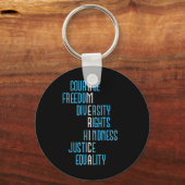 Gerechtigheid Gelijkheid Amerika Anti-Trump Verzet Sleutelhanger (Voorkant)