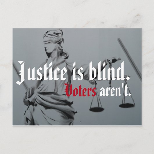 Gerechtigheid is blinde Briefkaart (Voorkant)