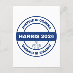 Gerechtigheid komt eraan Kamala Harris Walz Verk Briefkaart