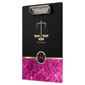 Gerechtigheid - Monogram Roze Glitter Klembord (Links)