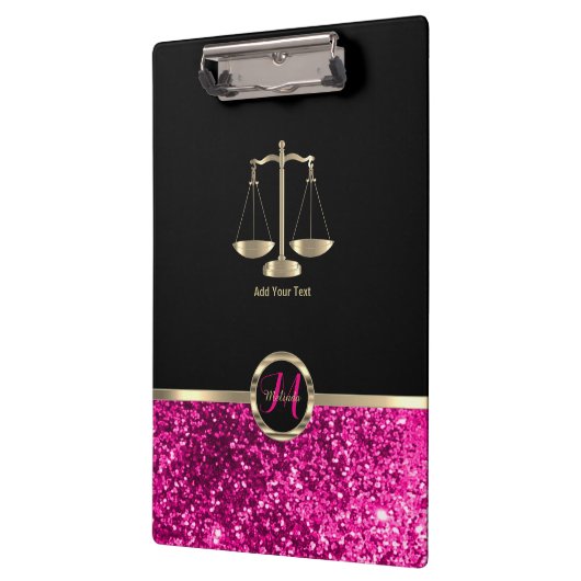 Gerechtigheid - Monogram Roze Glitter Klembord (Links)