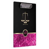 Gerechtigheid - Monogram Roze Glitter Klembord (Rechts)