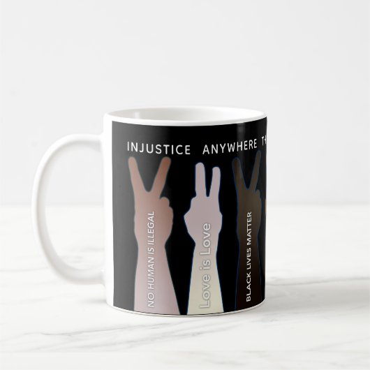 Gerechtigheid overal waar gerechtigheid wordt bedr koffiemok (Links)