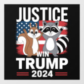 Gerechtigheid voor pinda's wint Trump 2024 Raamsticker (Vel)