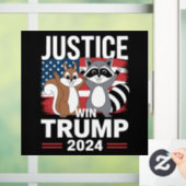 Gerechtigheid voor pinda's wint Trump 2024 Raamsticker (Huis)