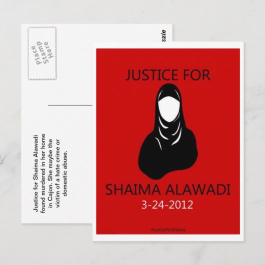Gerechtigheid voor Shaima Alawadi Briefkaart (Voorkant / Achterkant)