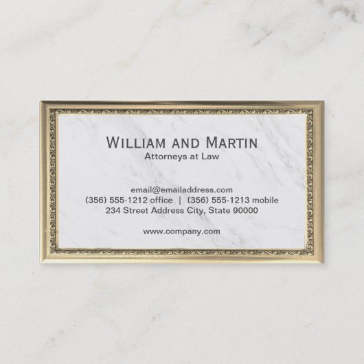 Gerechtigheidsschalen | Marmer | Klassiek goud Lij Visitekaartje (Achterkant)