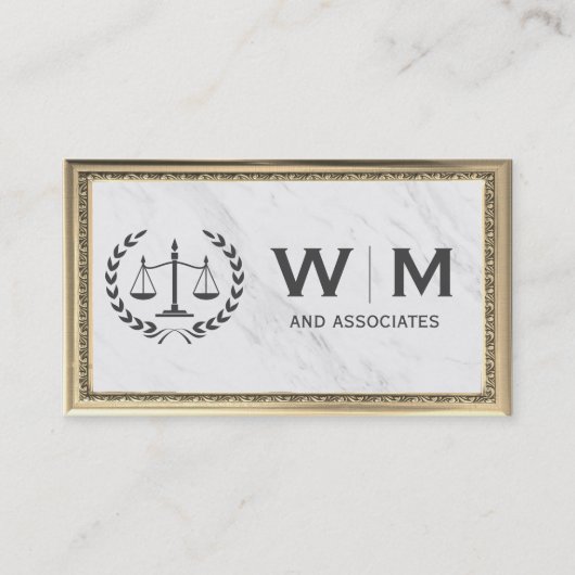 Gerechtigheidsschalen | Marmer | Klassiek goud Lij Visitekaartje (Voorkant)
