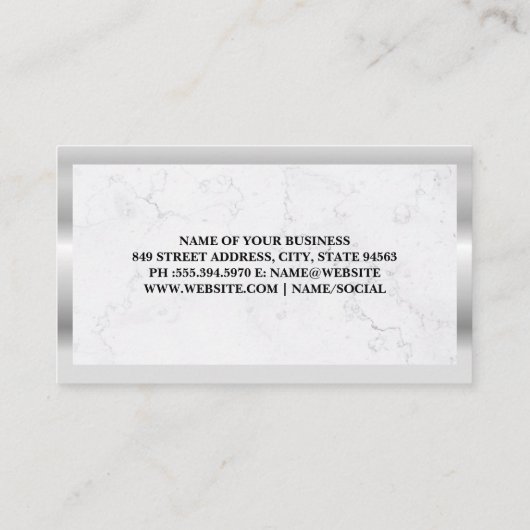 Gerechtigheidsschalen | Marmer | Metaalgrens Visitekaartje (Achterkant)