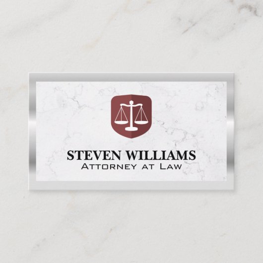 Gerechtigheidsschalen | Marmer | Metaalgrens Visitekaartje (Voorkant)