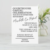 Gerechtsgebouw. Casual. Cocktails. bruiloft uitnod (Staand voorkant)