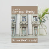 Gerechtsgebouw Huwelijk Post-Wedding Party Uitnodi Kaart (Staand voorkant)