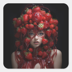 Gerechtvaardigde Aardbeien Dame Vierkante Sticker