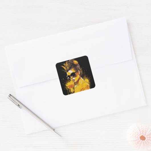 Gerechtvaardigde ananas dame vierkante sticker (Envelop)