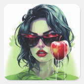 Gerechtvaardigde Apple Lady Vierkante Sticker (Voorkant)