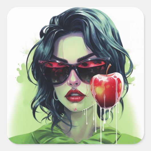 Gerechtvaardigde Apple Lady Vierkante Sticker (Voorkant)
