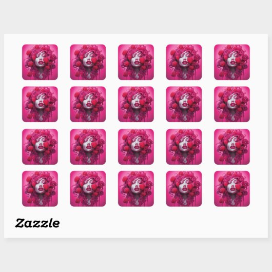 Gerechtvaardigde Raspberry Lady Vierkante Sticker (Vel)