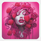Gerechtvaardigde Raspberry Lady Vierkante Sticker (Voorkant)