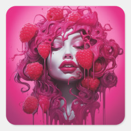 Gerechtvaardigde Raspberry Lady Vierkante Sticker