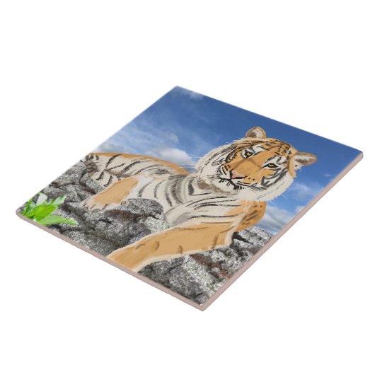 Gerecirculeerde tijger tegeltje (Zijkant)