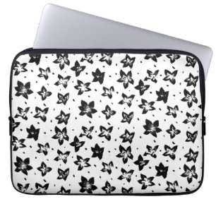 Gereconstrueerd bloemmotief - Achromatische Gothic Laptop Sleeve