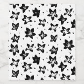 Gereconstrueerd bloemmotief - Achromatische Gothic Wijn Etiket (Enkel label)