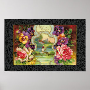 GERECYCLED FINE ART 1915 'BESTE WENSEN' SENTIMENT POSTER