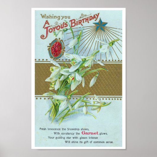 GERECYCLED KUNSTWERK: C1915 VERJAARDAG BRIEFKAART POSTER (Voorkant)