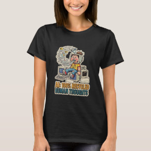 Gerecycled Menselijke Gedachten AI satire technolo T-shirt