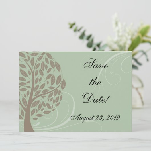 Gerecycled Papier Groen Eco Boom Foto Save the Dat Save The Date (Staand voorkant)