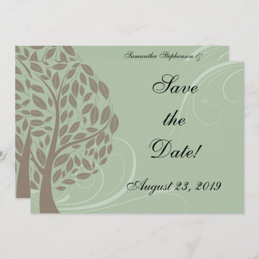 Gerecycled Papier Groen Eco Boom Foto Save the Dat Save The Date (Voorkant / Achterkant)