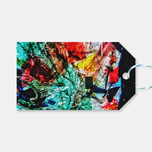 Gerecycled plasticgeluk blauw abstract cadeau labe cadeaulabel (Voorkant (Horizontaal))