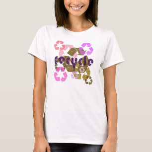 Gerecycled roze & bruin gedistresseerd damesoverhe t-shirt