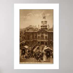 GERECYCLEDE KUNST: 1900 LONDEN HORSE GUARDS BRIEFK POSTER