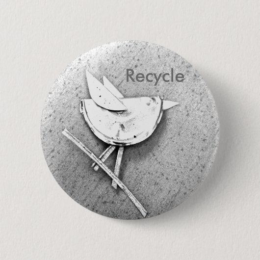 Gerecyclede vogel ronde button 5,7 cm (Voorkant)