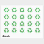 Gerecycleerd symbool ronde sticker (Vel)