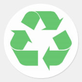 Gerecycleerd symbool ronde sticker (Voorkant)