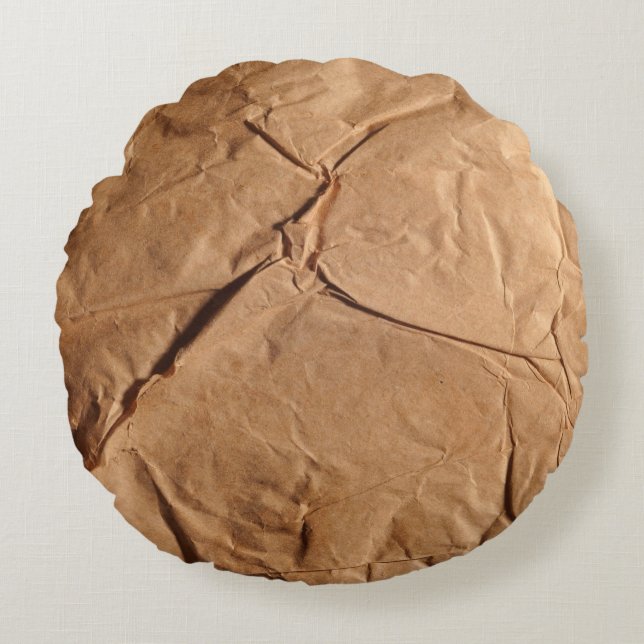Gerecycleerd verpakkingspapier. Textuur. Rond Kussen (Voorkant)