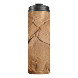 Gerecycleerd verpakkingspapier. Textuur. Thermosbeker
