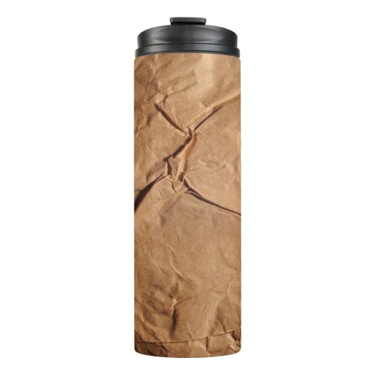 Gerecycleerd verpakkingspapier. Textuur. Thermosbeker (Voorkant)