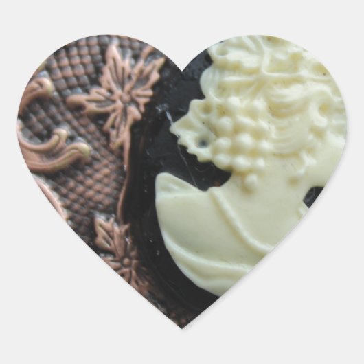 Gerecycleerde camee hart sticker (Voorkant)