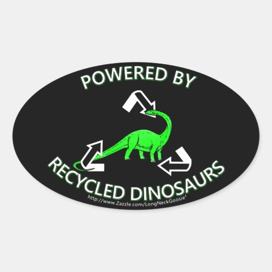 Gerecycleerde dinosaurussen ovale sticker (Voorkant)
