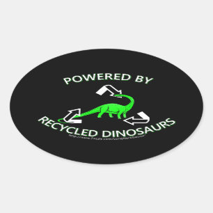 Gerecycleerde dinosaurussen ovale sticker