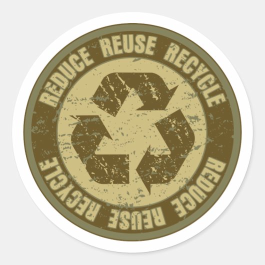 Gerecycleerde Grunge Ronde Sticker (Voorkant)