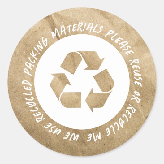 Gerecycleerde hergebruikte verpakking ronde sticker (Voorkant)