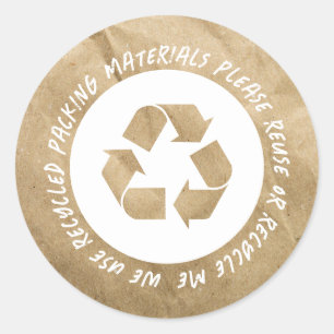 Gerecycleerde hergebruikte verpakking ronde sticker