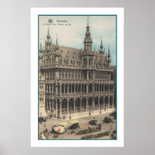 GERECYCLEERDE KUNST: 1900 BRUSSEL BELGIË BRIEFKAAR POSTER