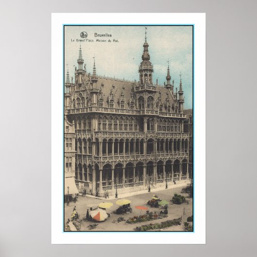 GERECYCLEERDE KUNST: 1900 BRUSSEL BELGIË BRIEFKAAR POSTER (Voorkant)